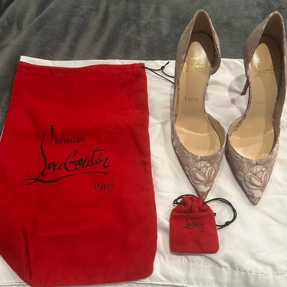 Christian Louboutin Beige Floral Women's Heels